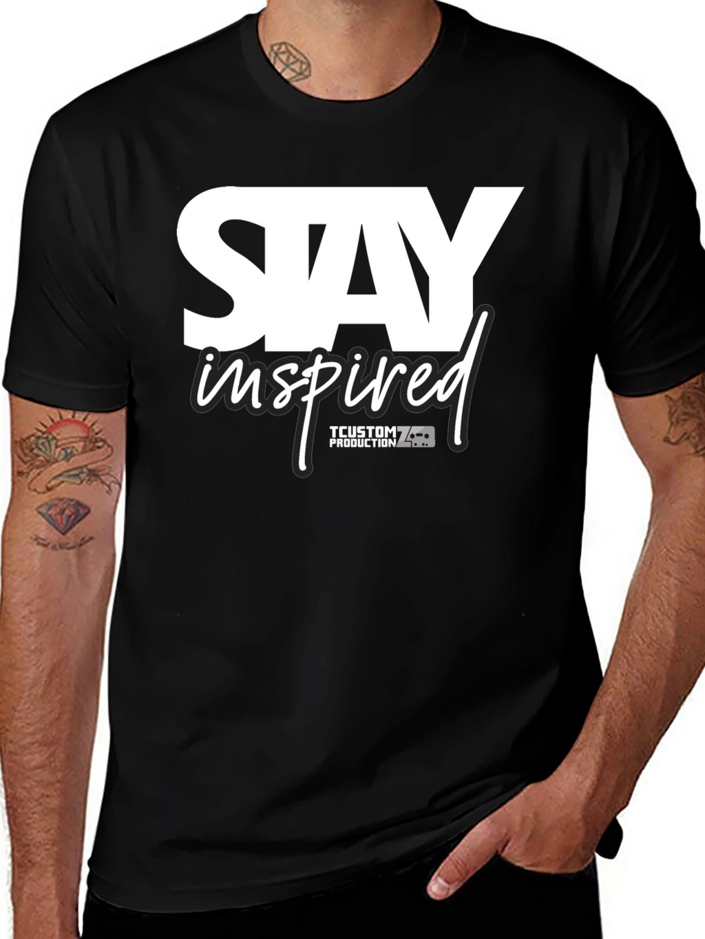 Stay Inspired Black Graphic Tee