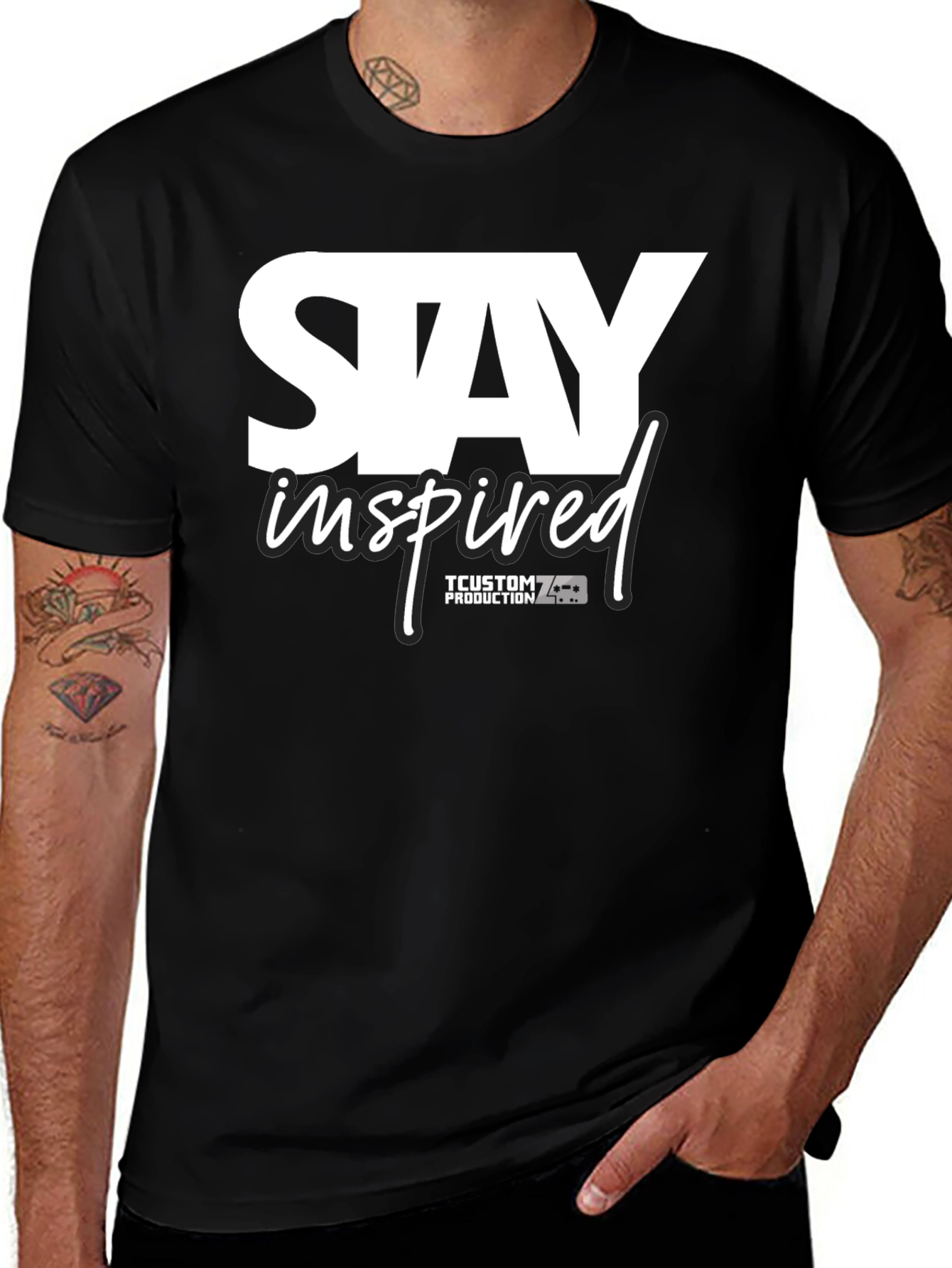 Stay Inspired Black Graphic Tee