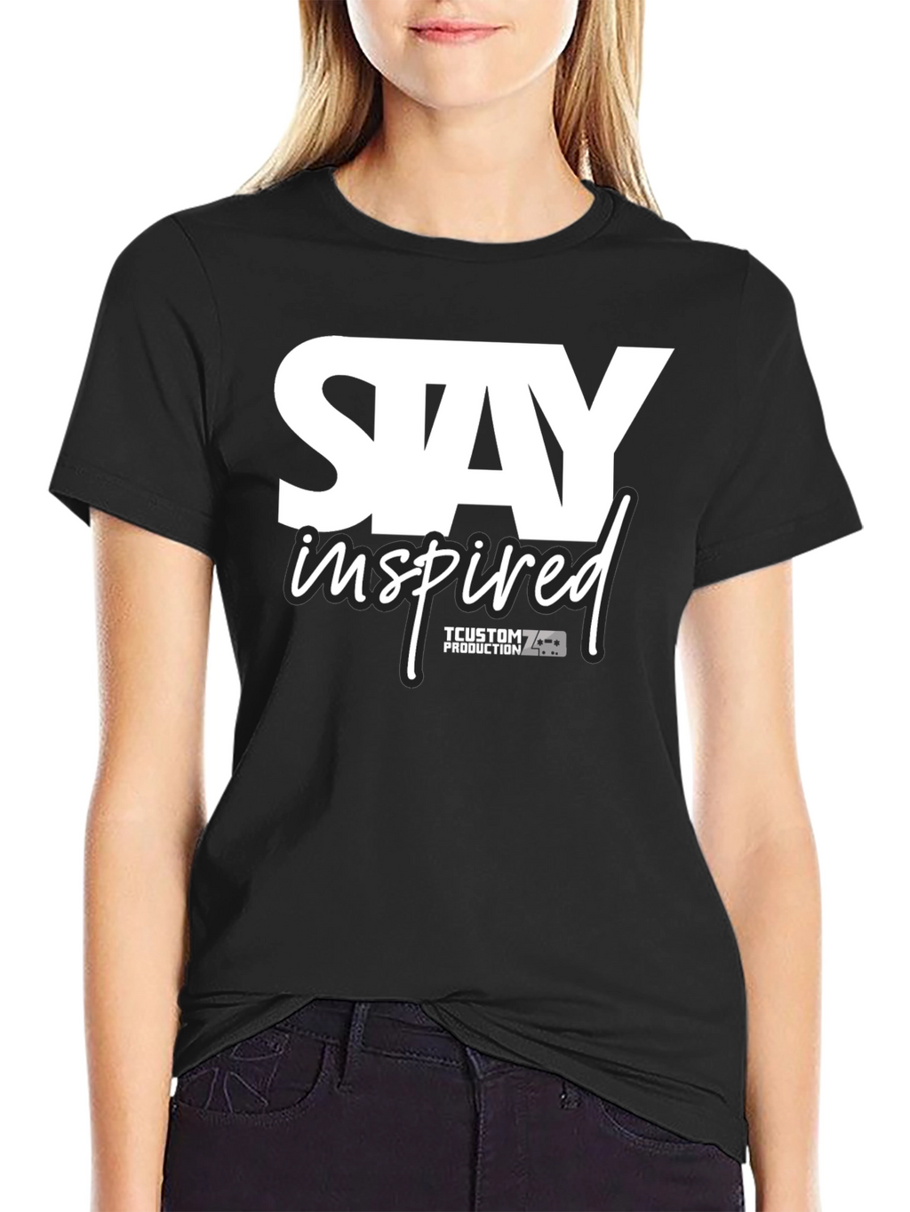 Stay Inspired Black Graphic Tee