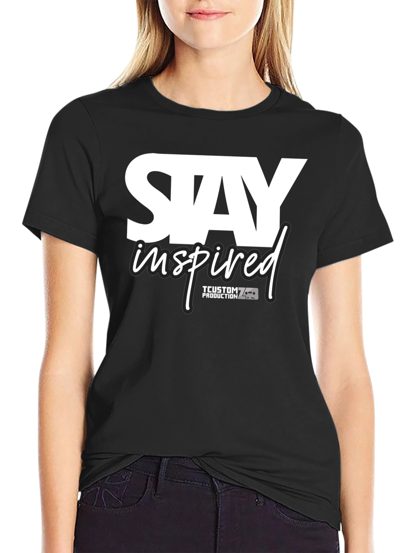 Stay Inspired Black Graphic Tee