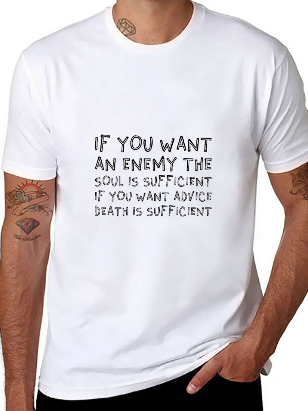 Mens Black T-Shirt with Enemy Quote