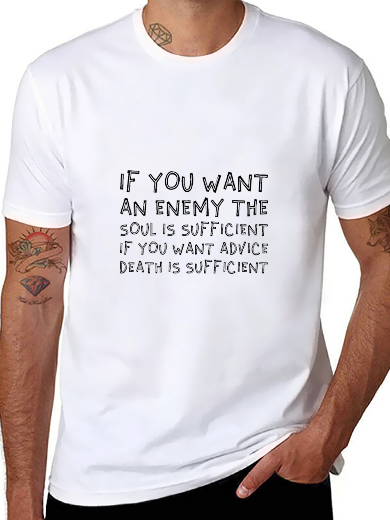 Mens Black T-Shirt with Enemy Quote