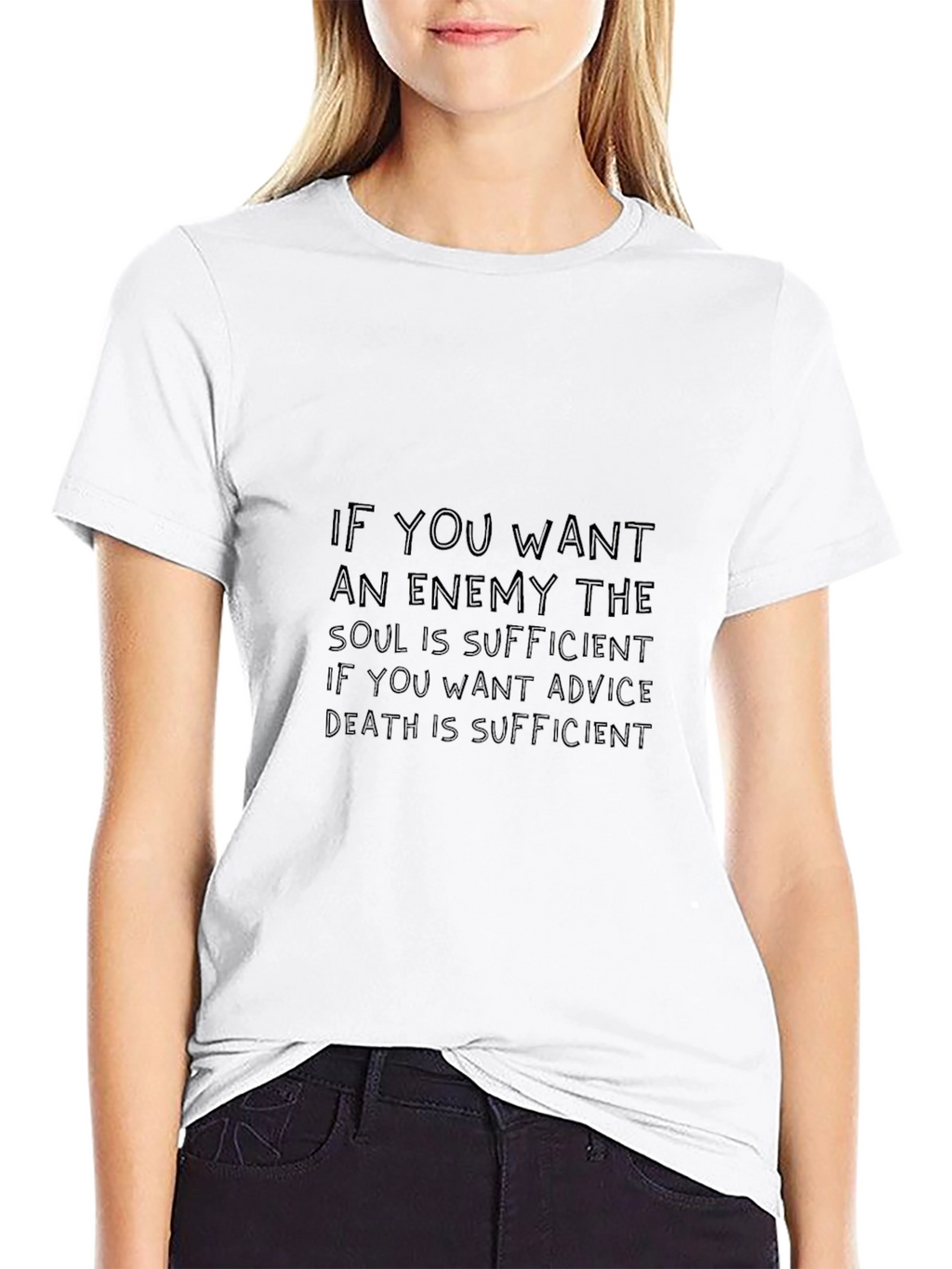 Mens Black T-Shirt with Enemy Quote