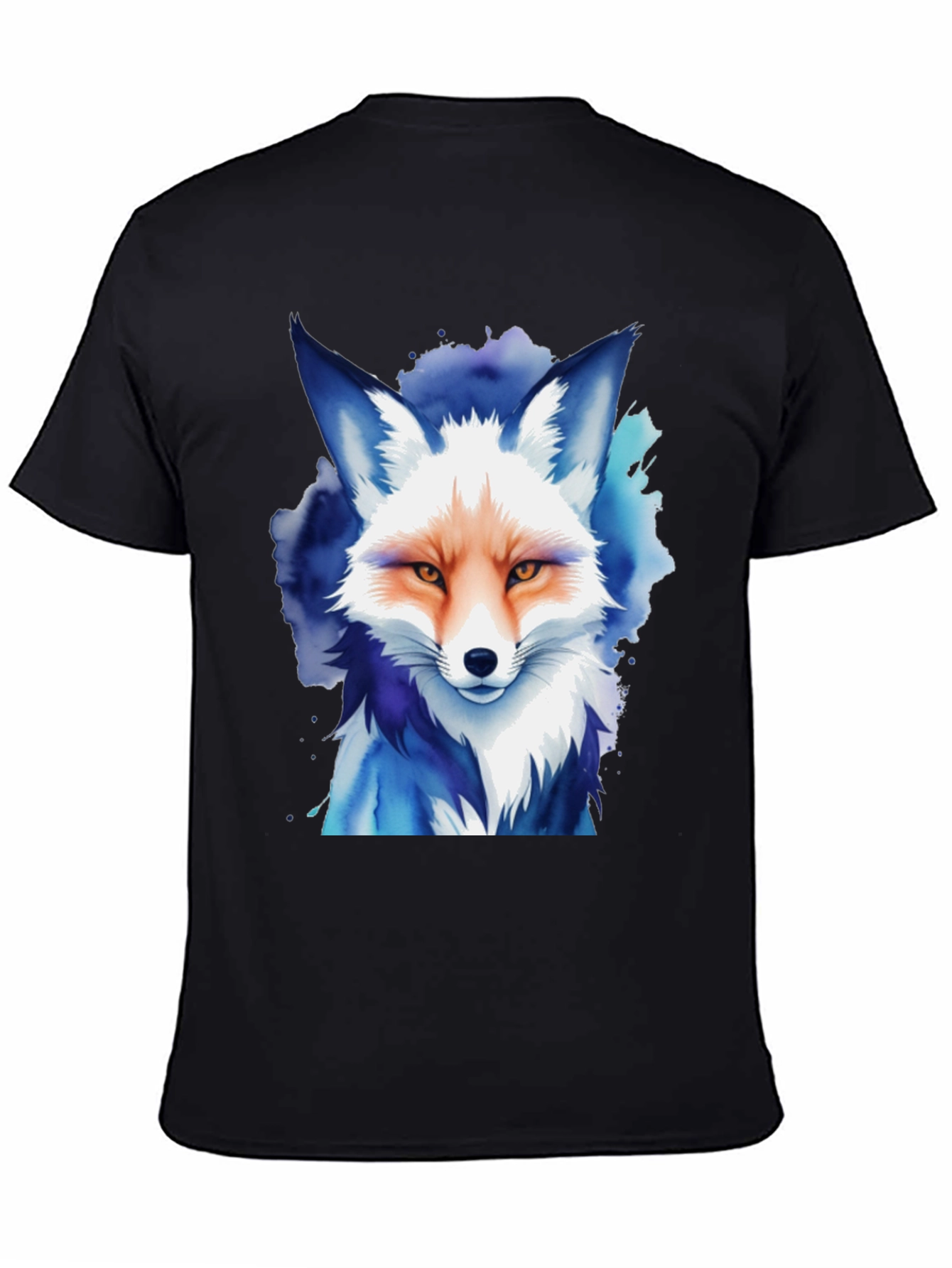 Watercolor Fox Graphic Tee - Unisex Black T-Shirt