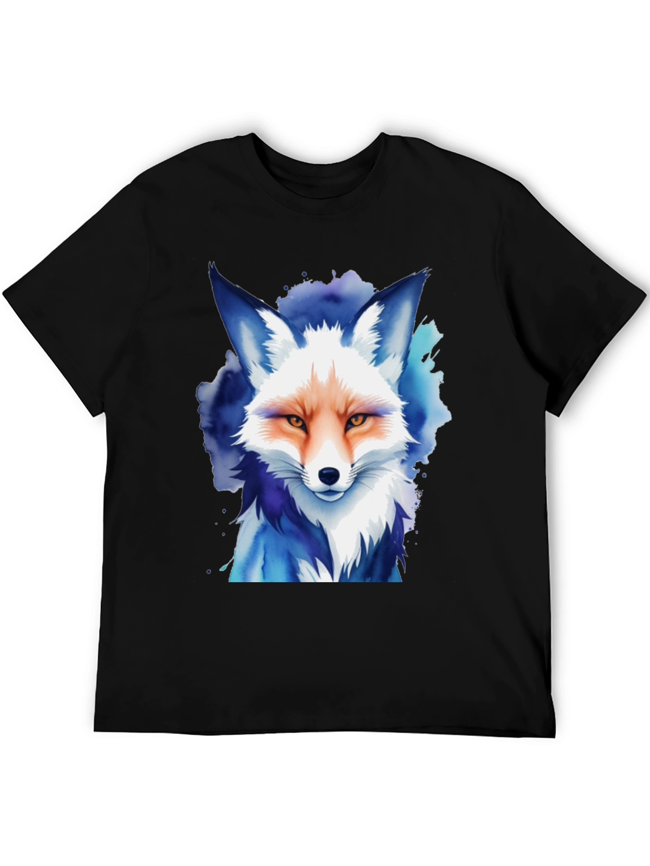 Watercolor Fox Graphic Tee - Unisex Black T-Shirt