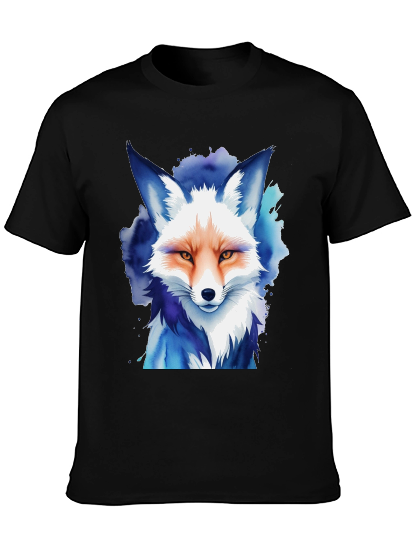 Watercolor Fox Graphic Tee - Unisex Black T-Shirt