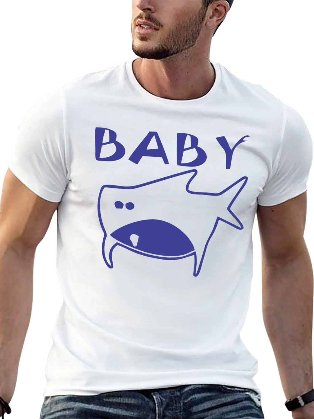 Baby Shark Graphic Print Mens Black T-Shirt