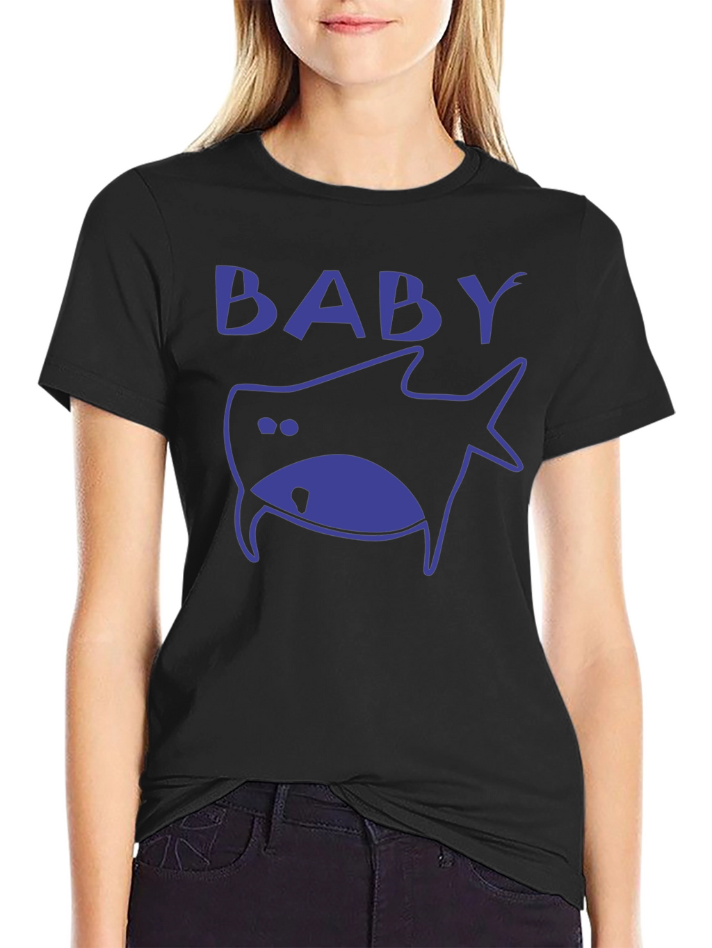 Baby Shark Graphic Print Mens Black T-Shirt
