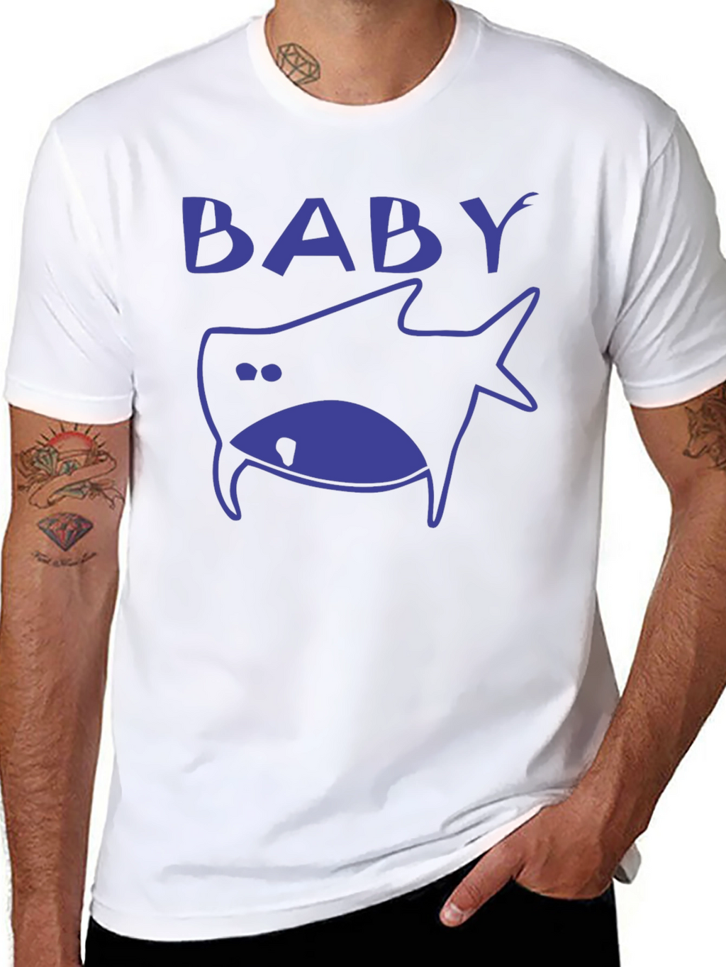 Baby Shark Graphic Print Mens Black T-Shirt
