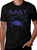 Baby Shark Graphic Print Mens Black T-Shirt