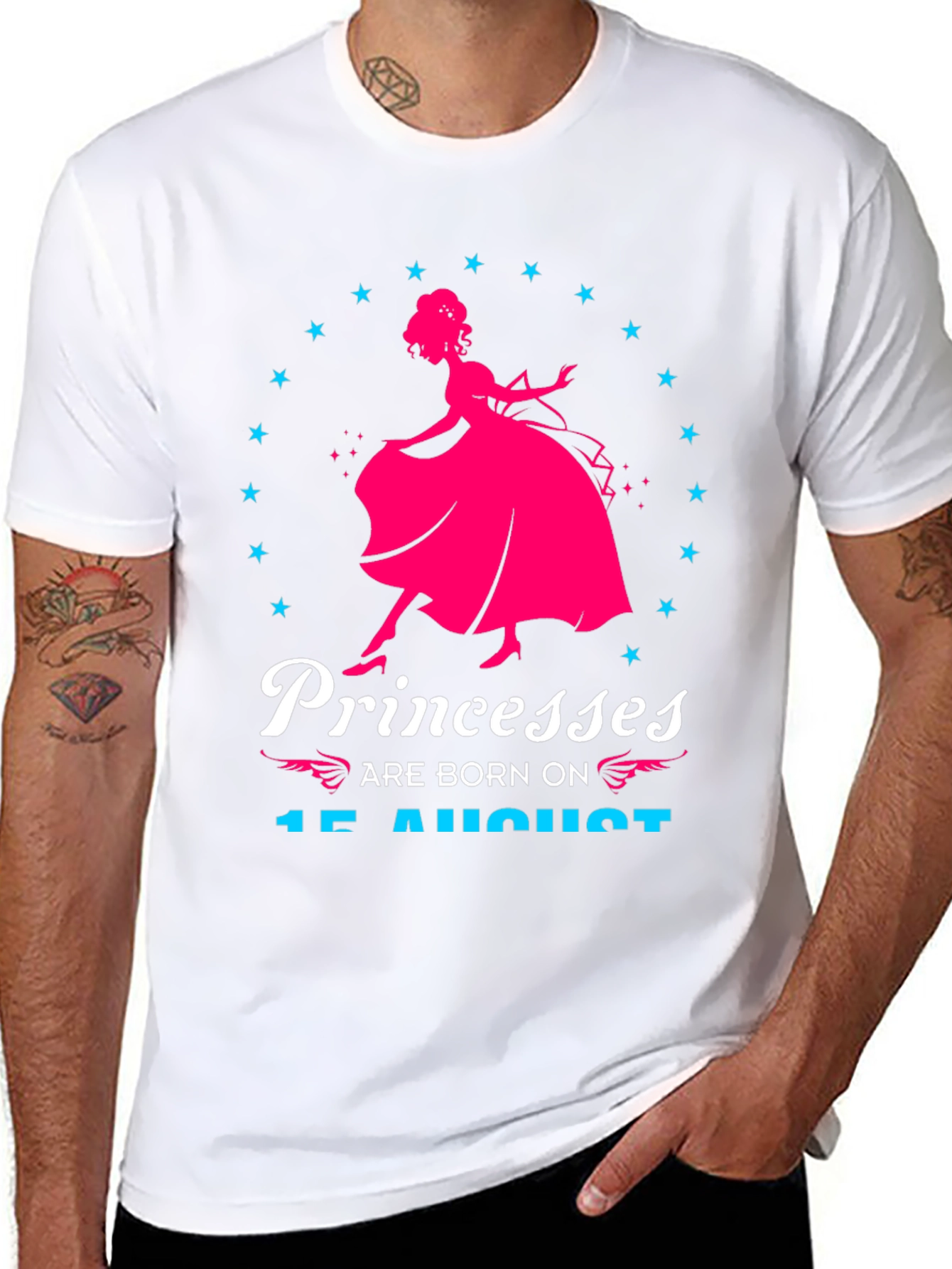 Princesses Are Born On 15 August Black T-Shirt