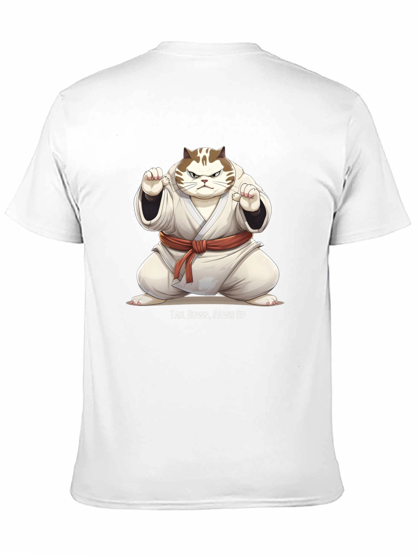 Funny Karate Cat T-Shirt - Tail Down Paws Up!