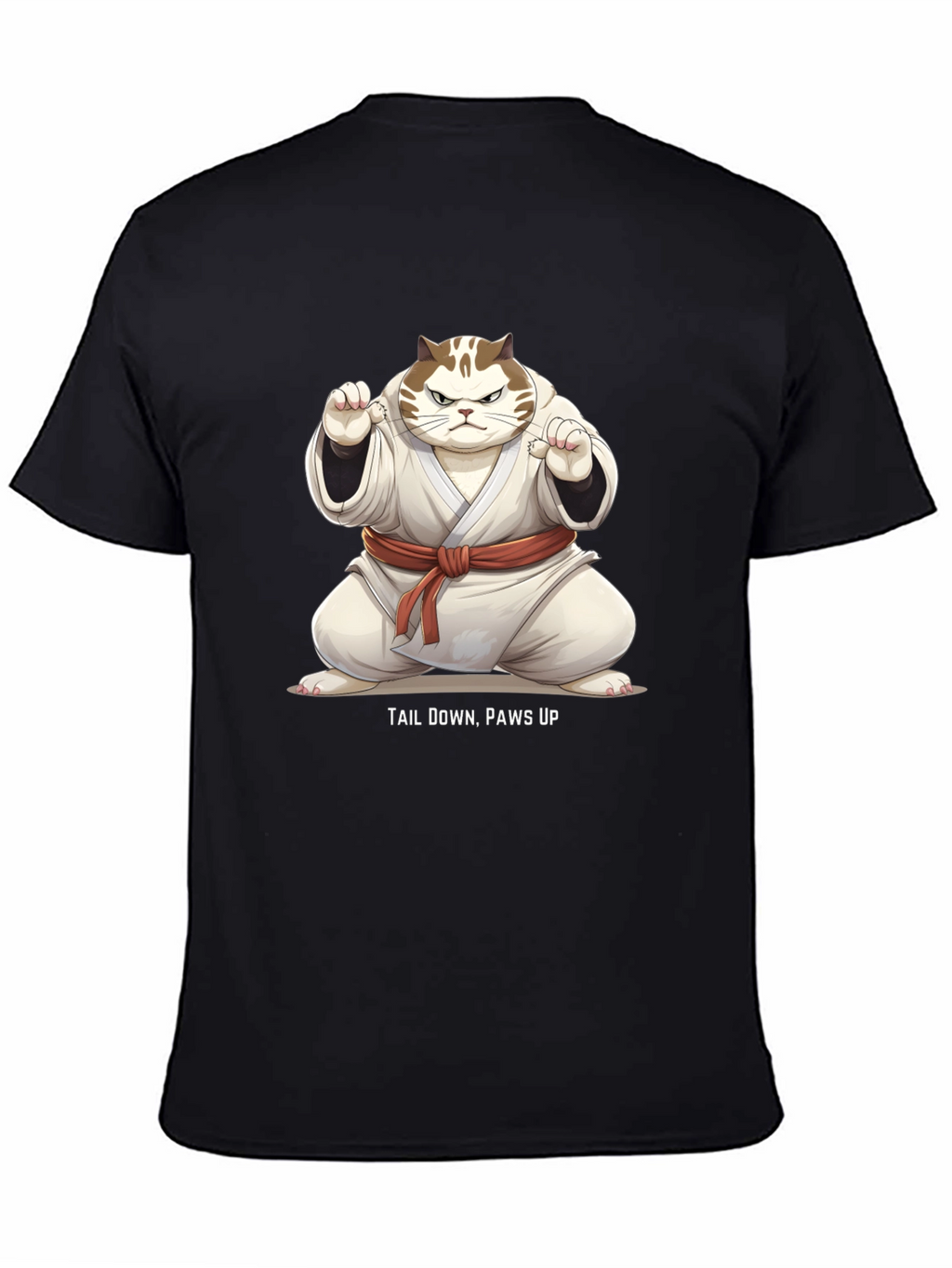Funny Karate Cat T-Shirt - Tail Down Paws Up!