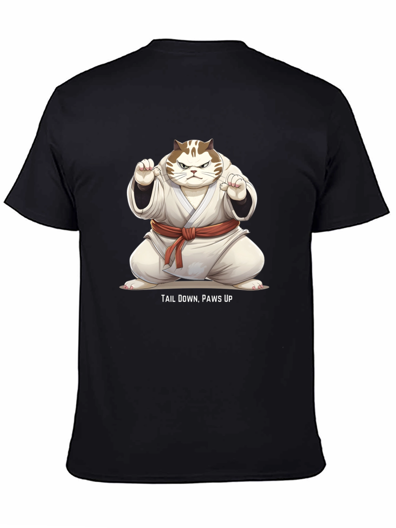 Funny Karate Cat T-Shirt - Tail Down Paws Up!