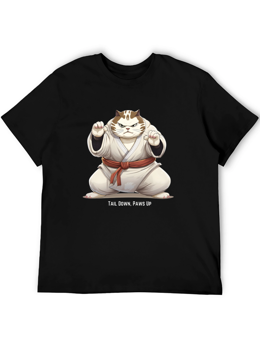 Funny Karate Cat T-Shirt - Tail Down Paws Up!