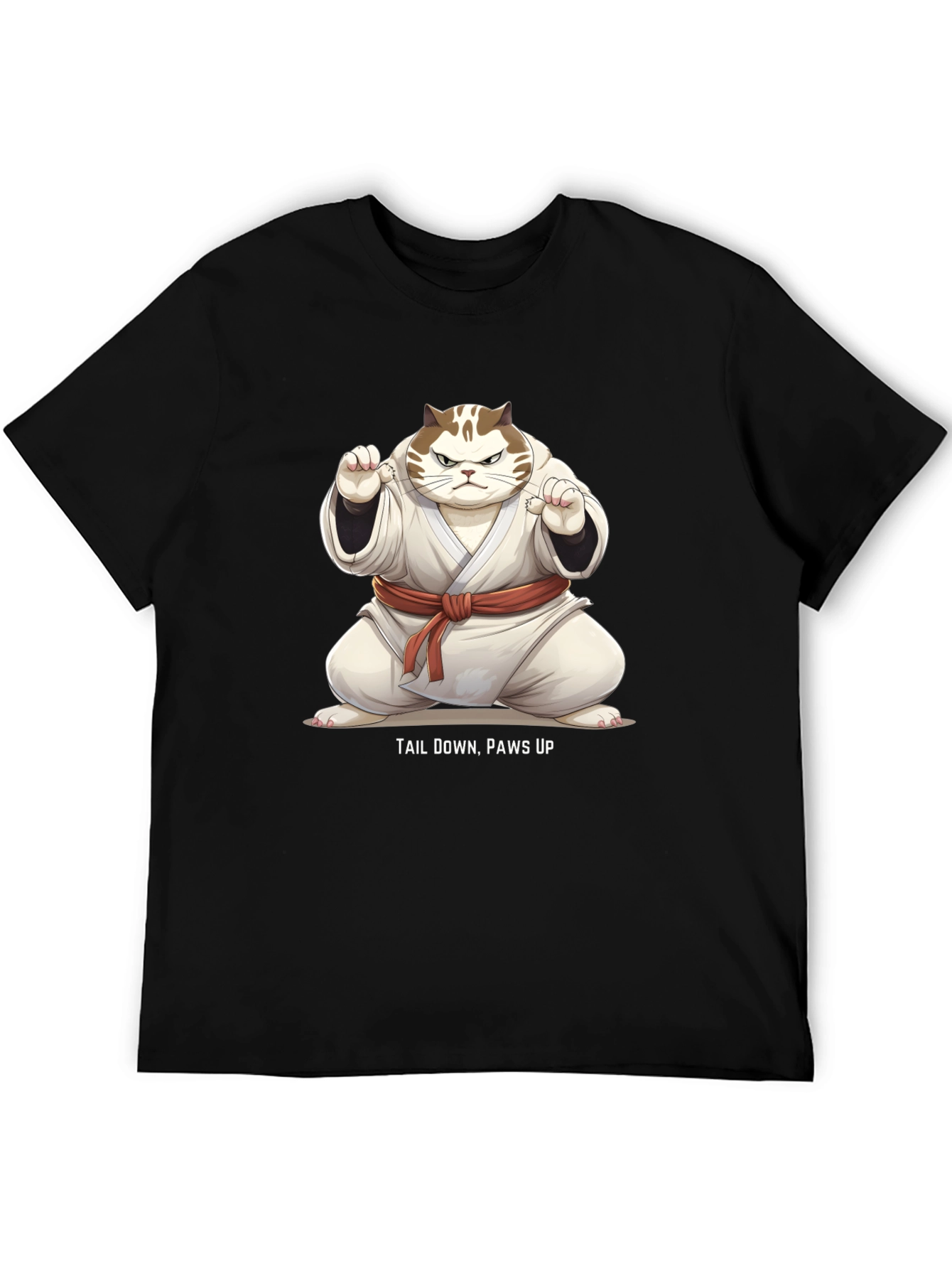 Funny Karate Cat T-Shirt - Tail Down Paws Up!