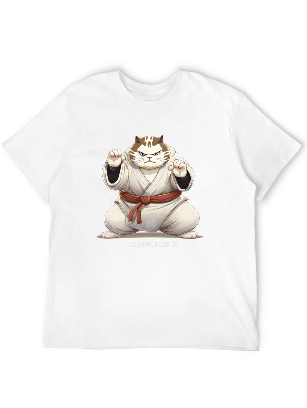 Funny Karate Cat T-Shirt - Tail Down Paws Up!