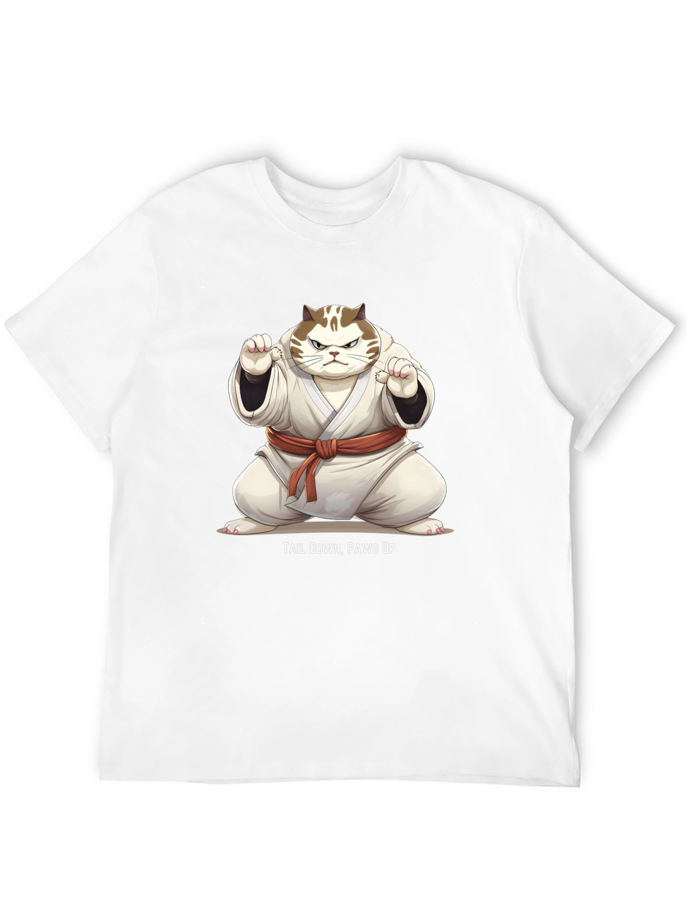 Funny Karate Cat T-Shirt - Tail Down Paws Up!