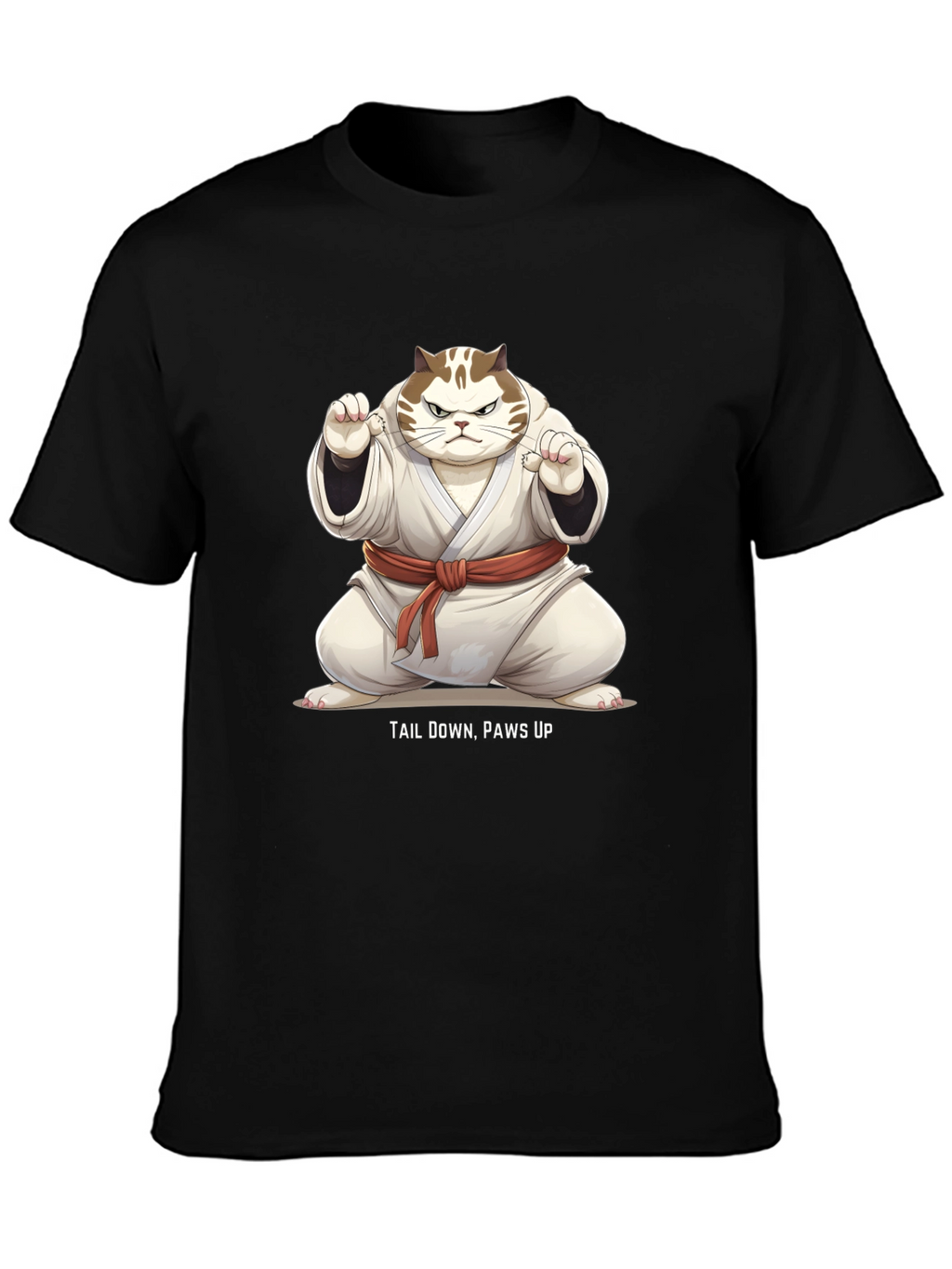 Funny Karate Cat T-Shirt - Tail Down Paws Up!