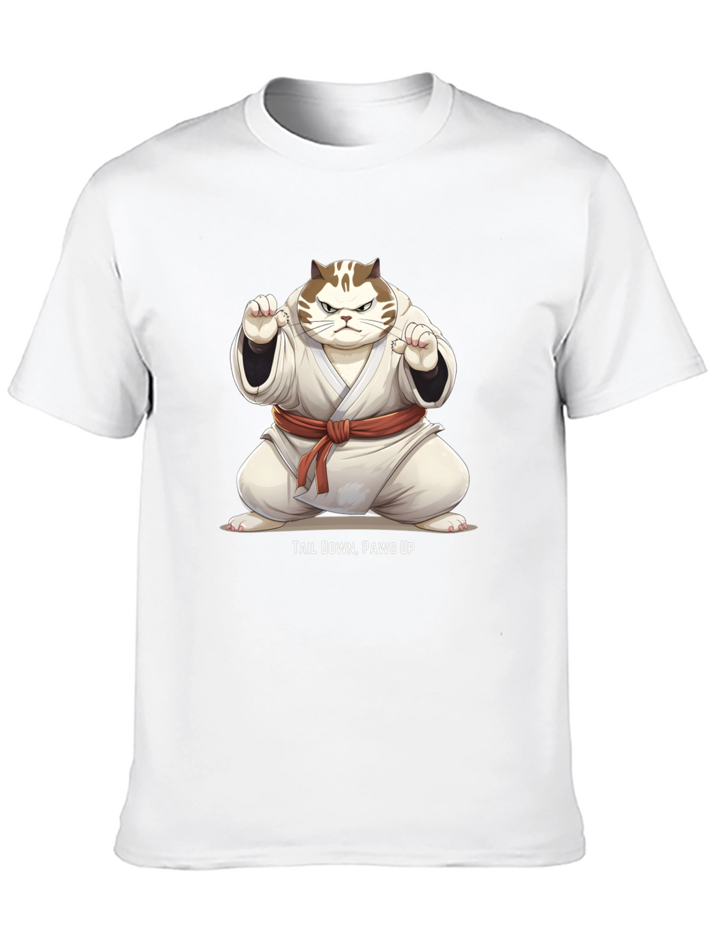 Funny Karate Cat T-Shirt - Tail Down Paws Up!