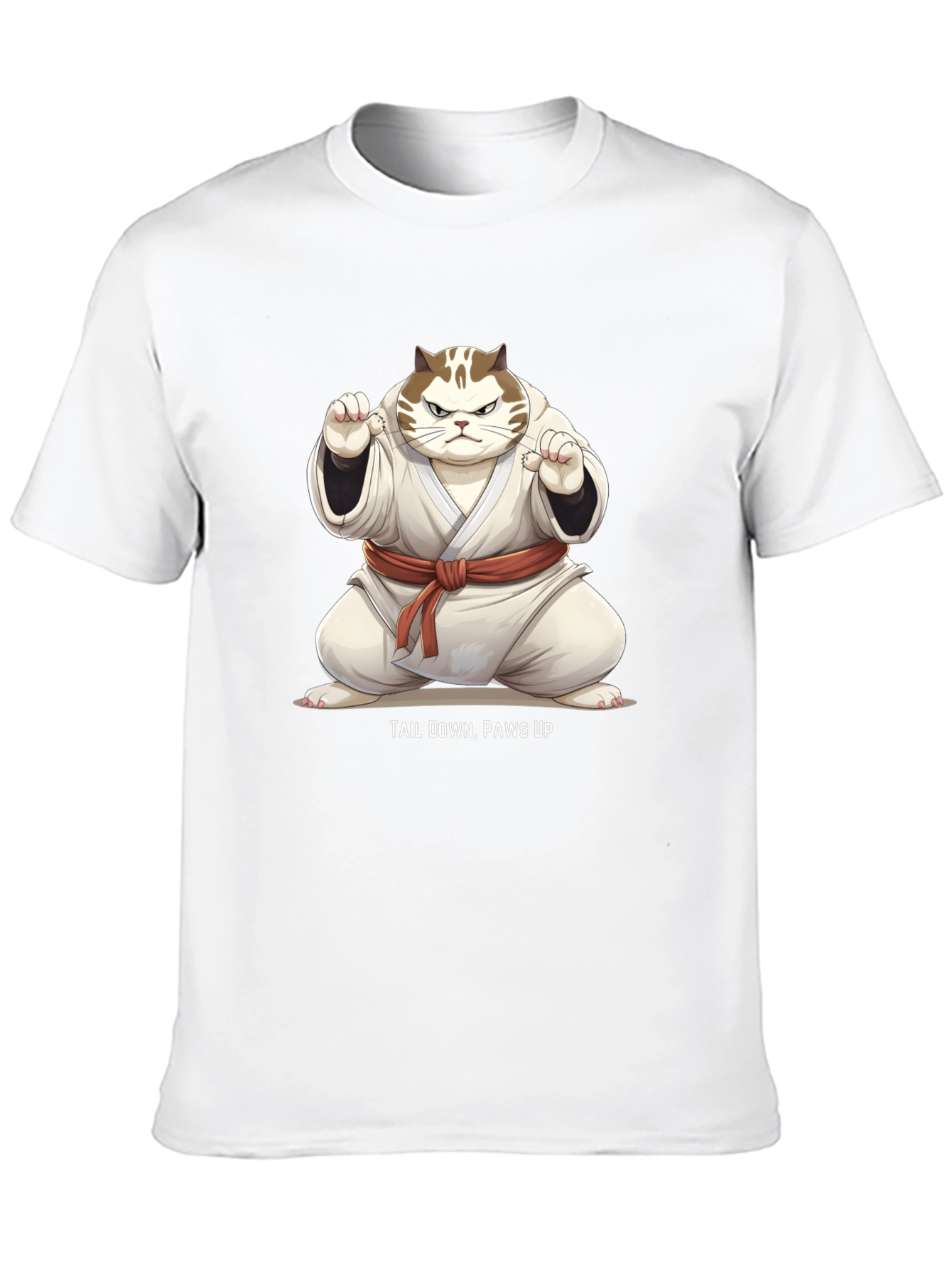 Funny Karate Cat T-Shirt - Tail Down Paws Up!