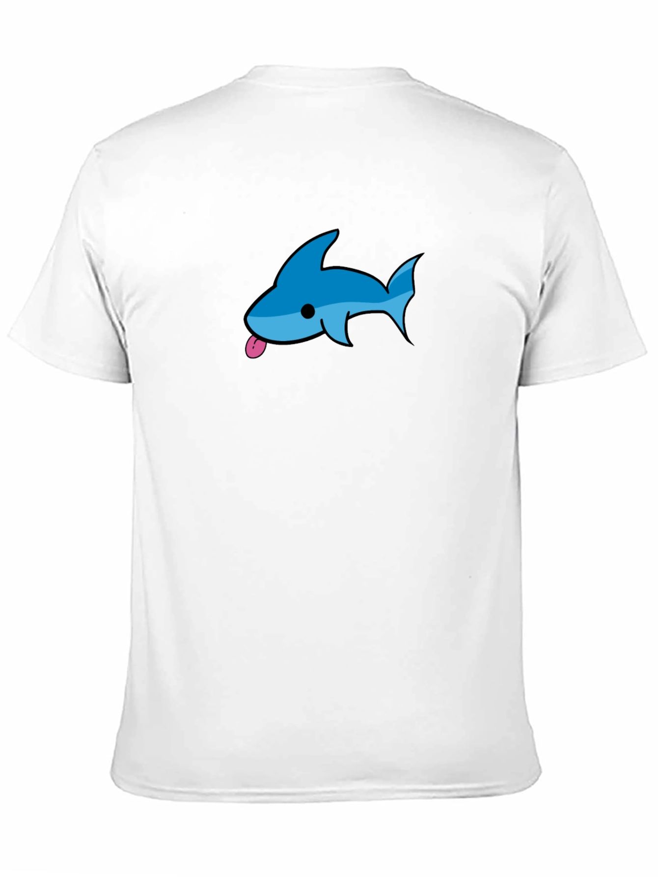 Mens Black T-Shirt with Blue Cartoon Shark Design