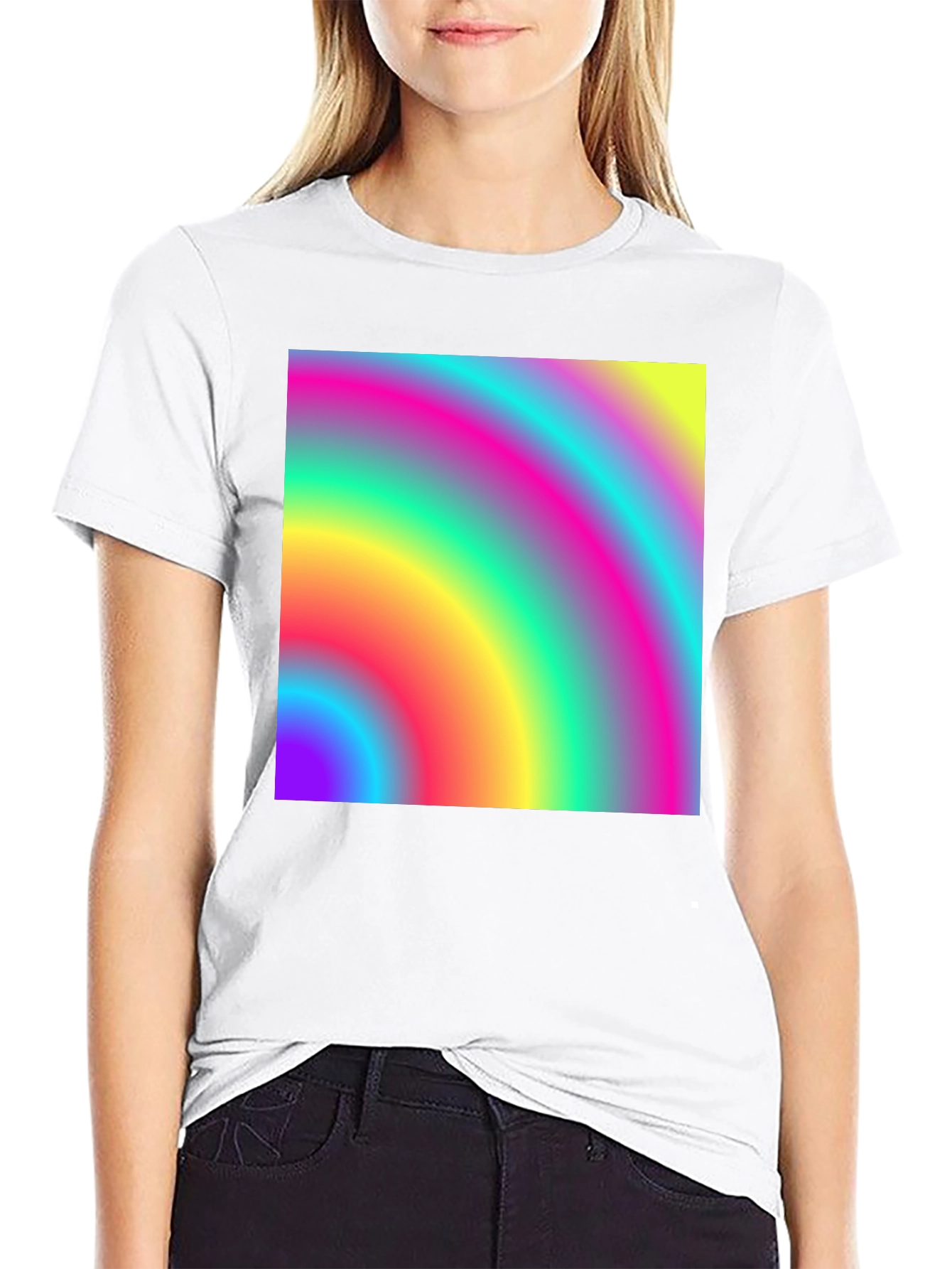 Vibrant Rainbow Gradient Mens Black T-Shirt