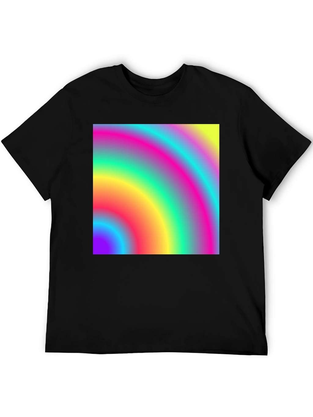 Vibrant Rainbow Gradient Mens Black T-Shirt
