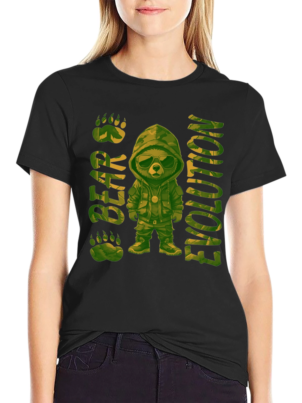 Bear Evolution Camo Graphic T-Shirt