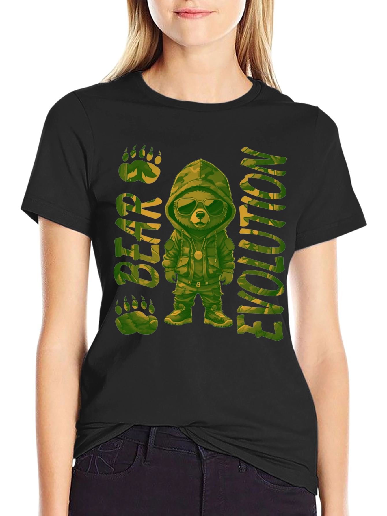 Bear Evolution Camo Graphic T-Shirt