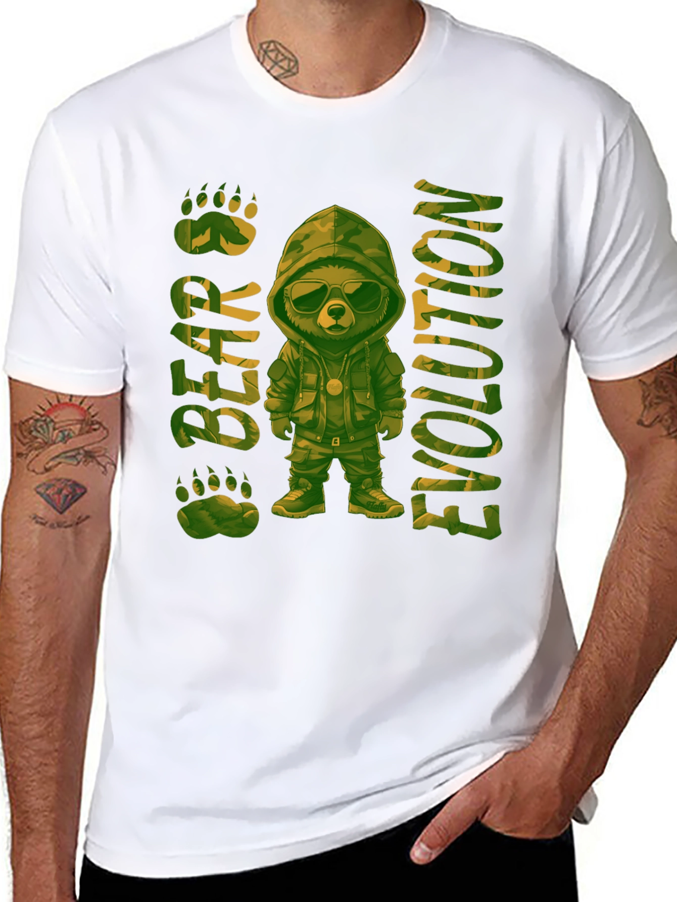 Bear Evolution Camo Graphic T-Shirt