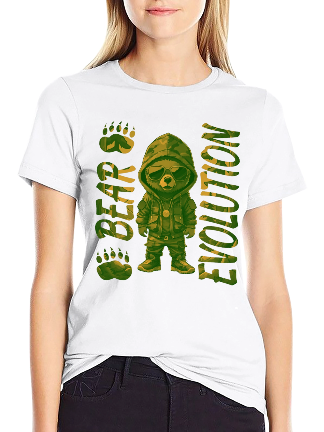 Bear Evolution Camo Graphic T-Shirt