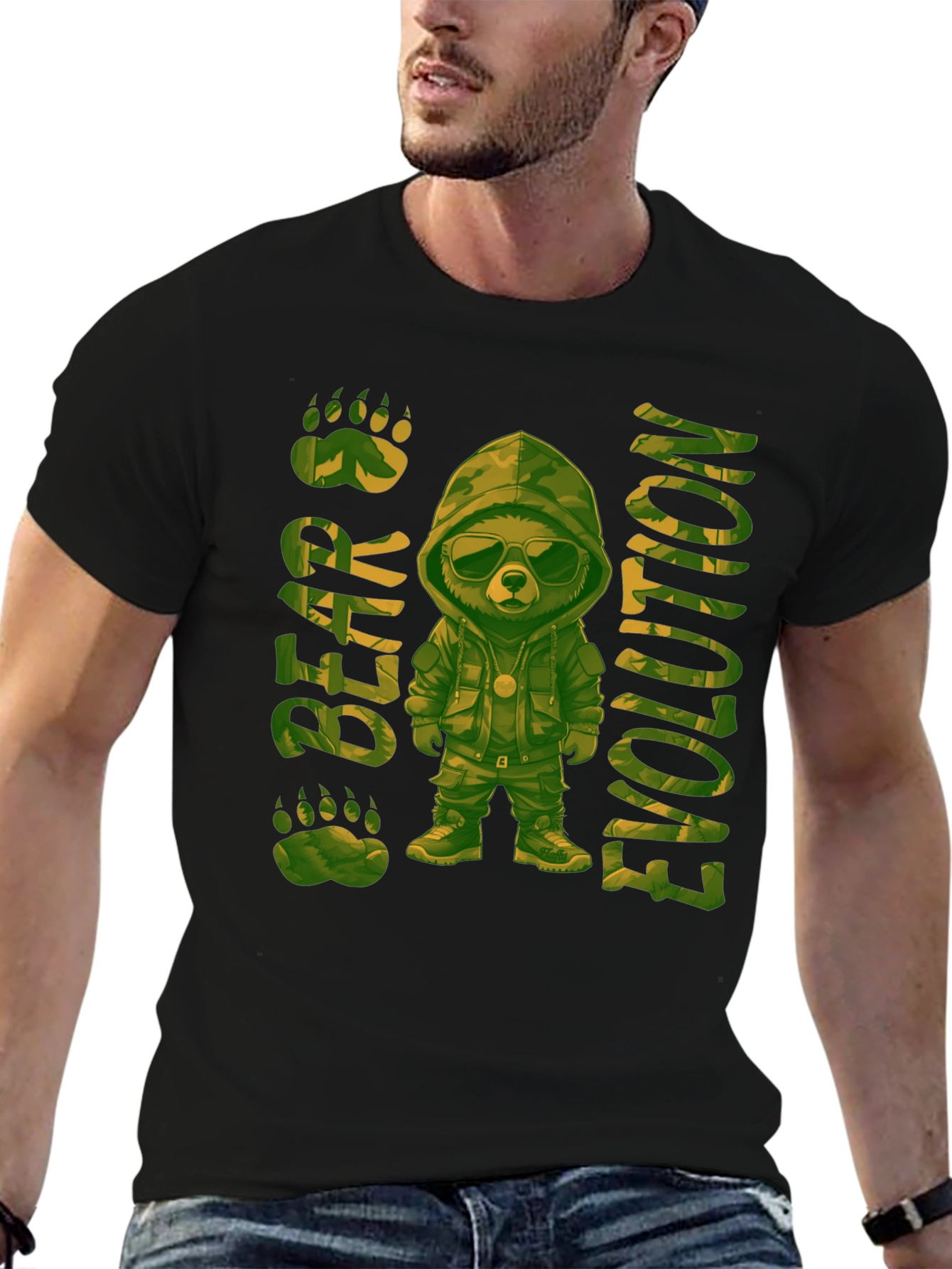 Bear Evolution Camo Graphic T-Shirt