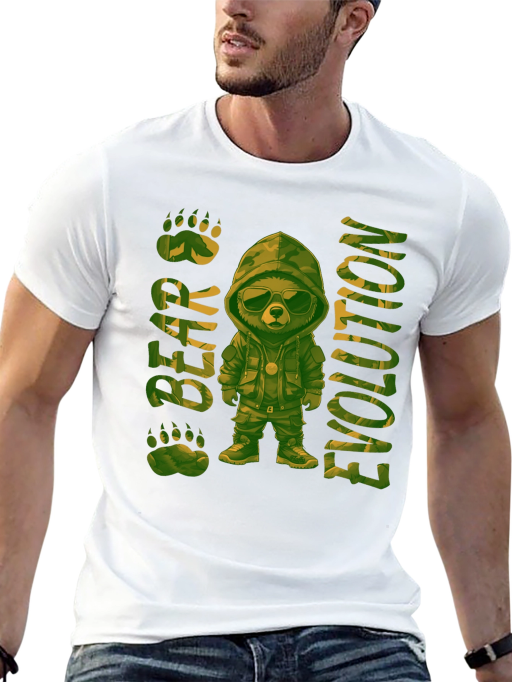Bear Evolution Camo Graphic T-Shirt