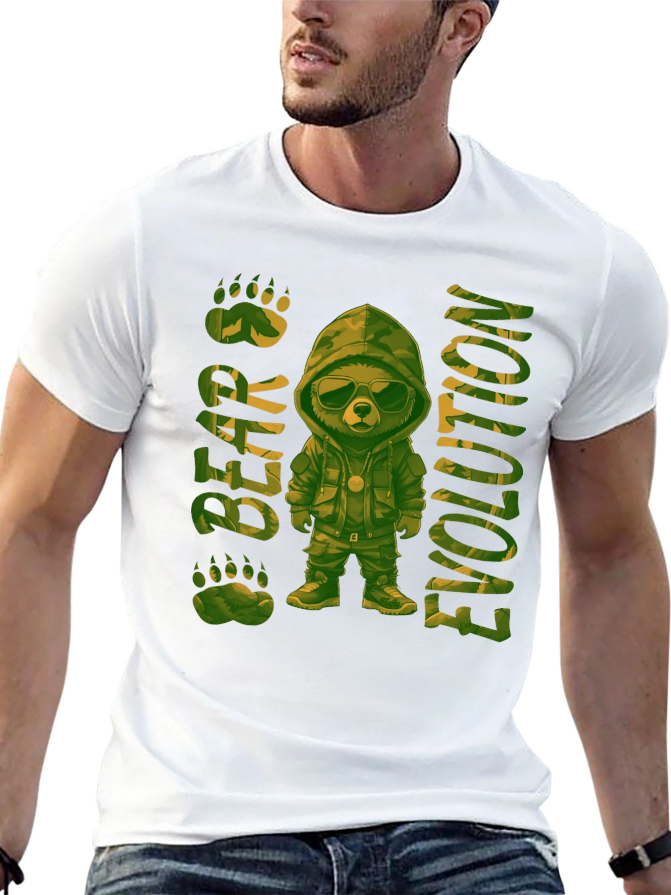Bear Evolution Camo Graphic T-Shirt