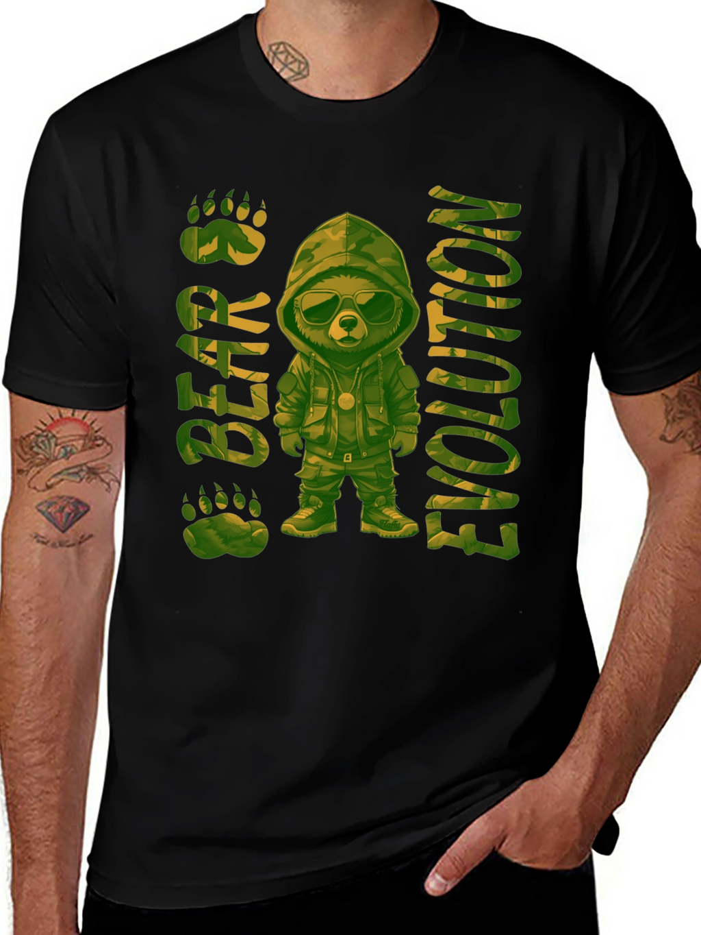 Bear Evolution Camo Graphic T-Shirt