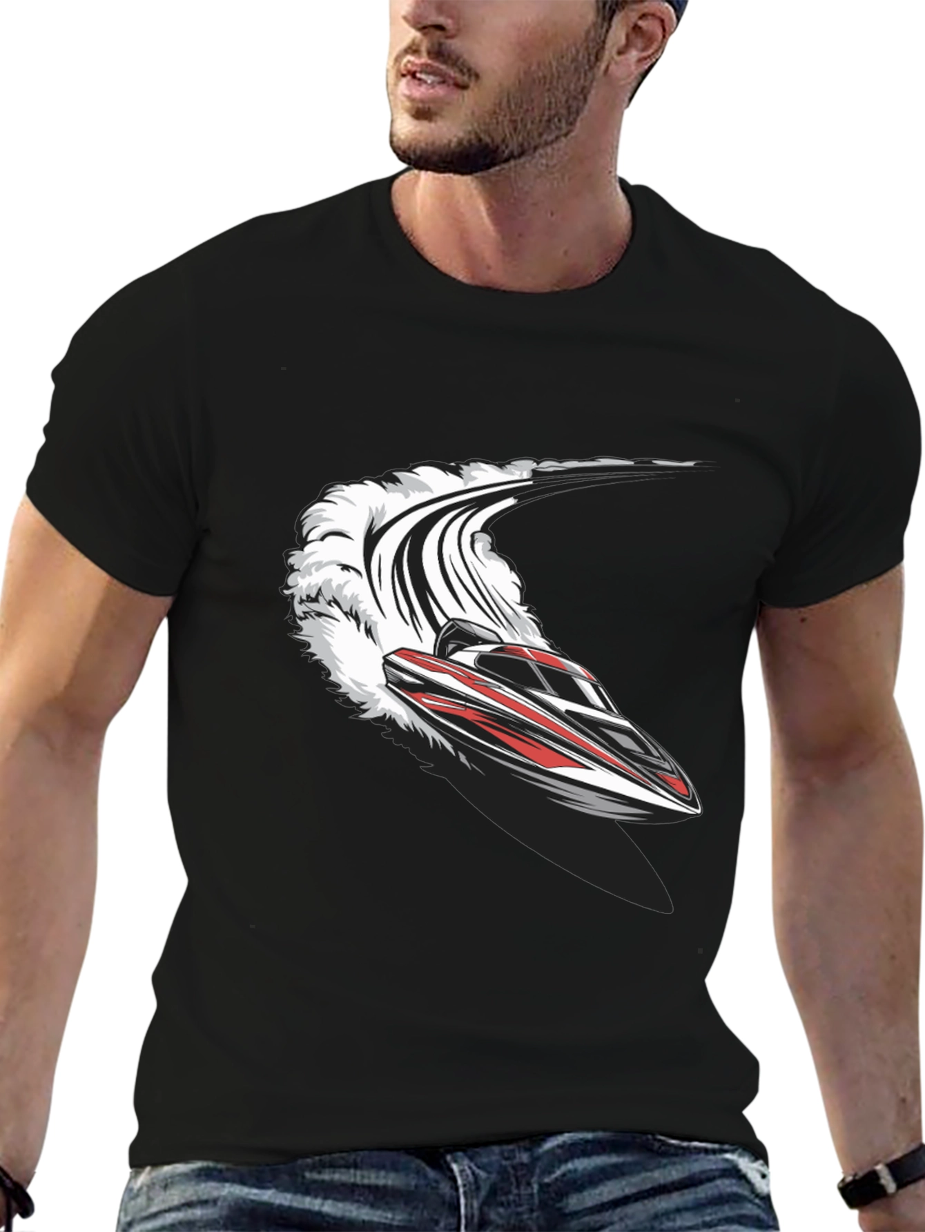 Speedboat T-Shirt - Black Graphic Tee