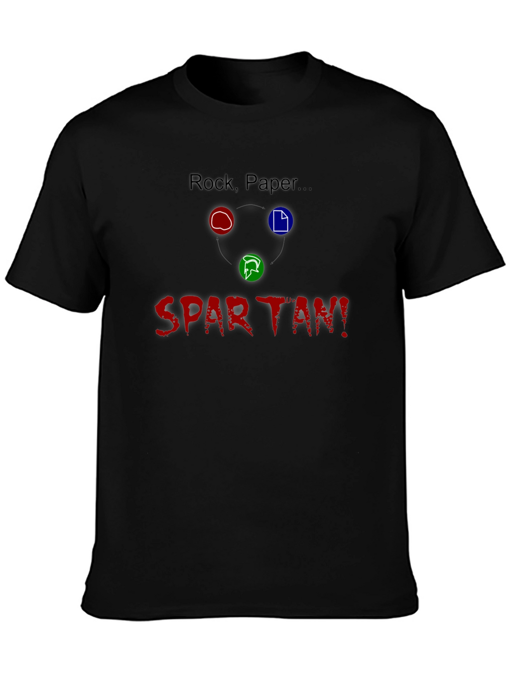 Rock Paper Spartan! Black Cotton Graphic T-Shirt