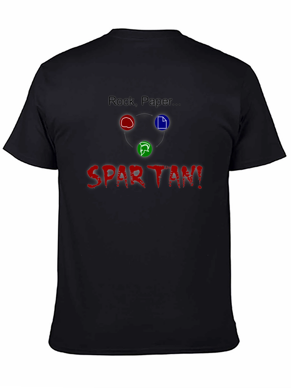 Rock Paper Spartan! Black Cotton Graphic T-Shirt