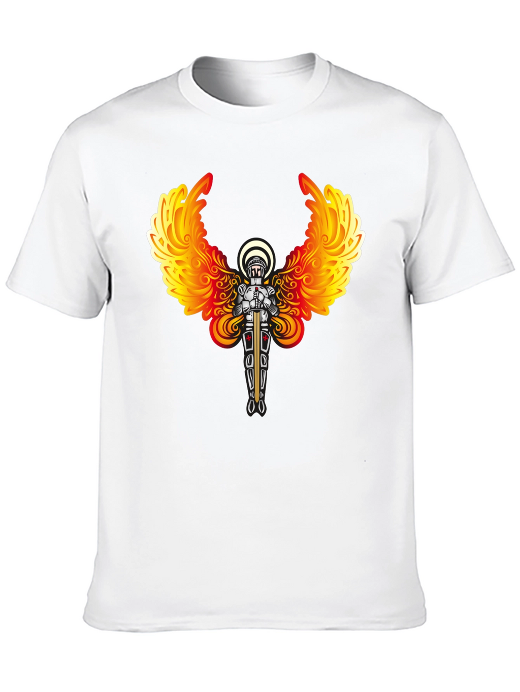 Fiery Angel Knight Graphic Tee - Black