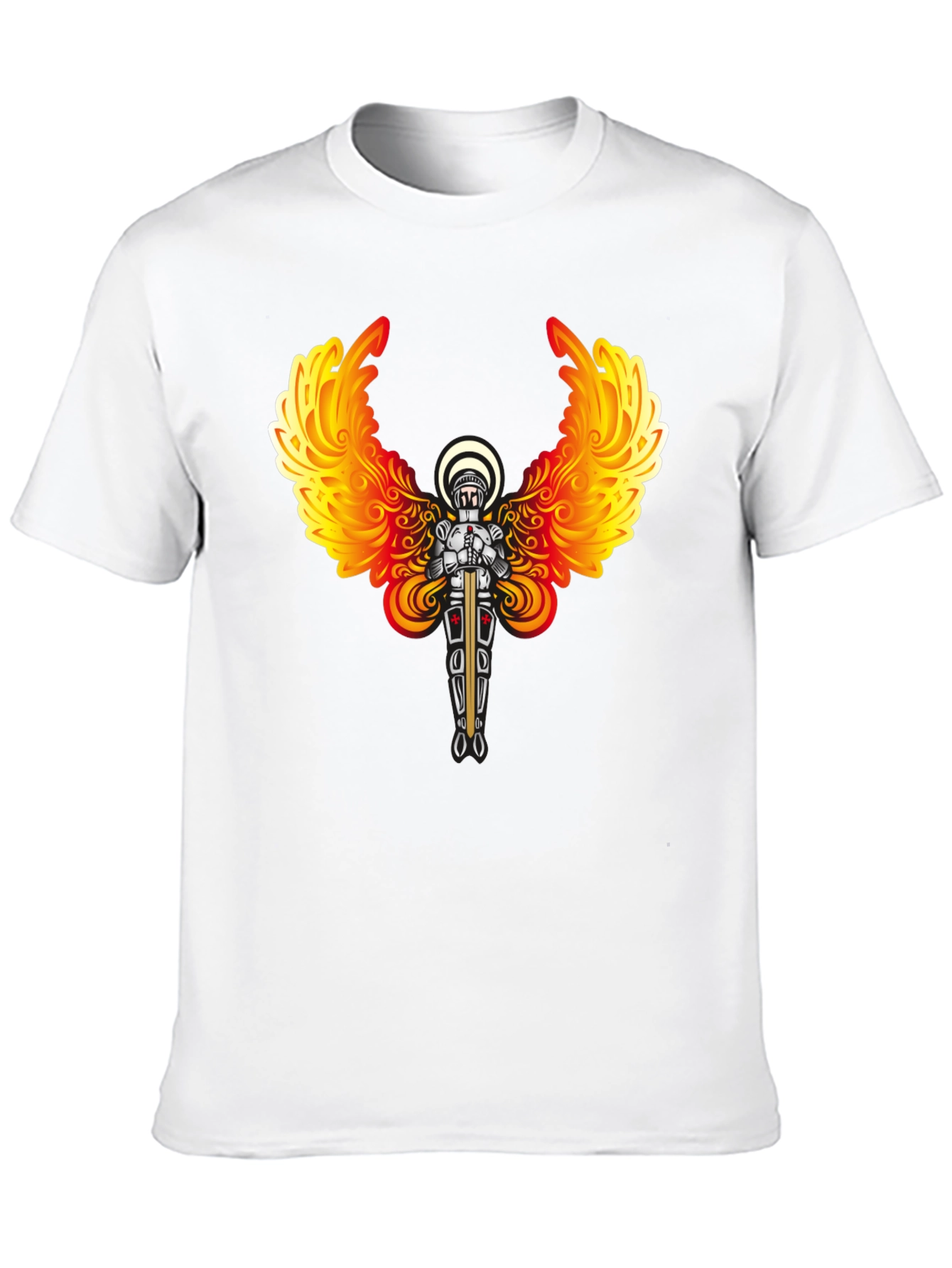 Fiery Angel Knight Graphic Tee - Black