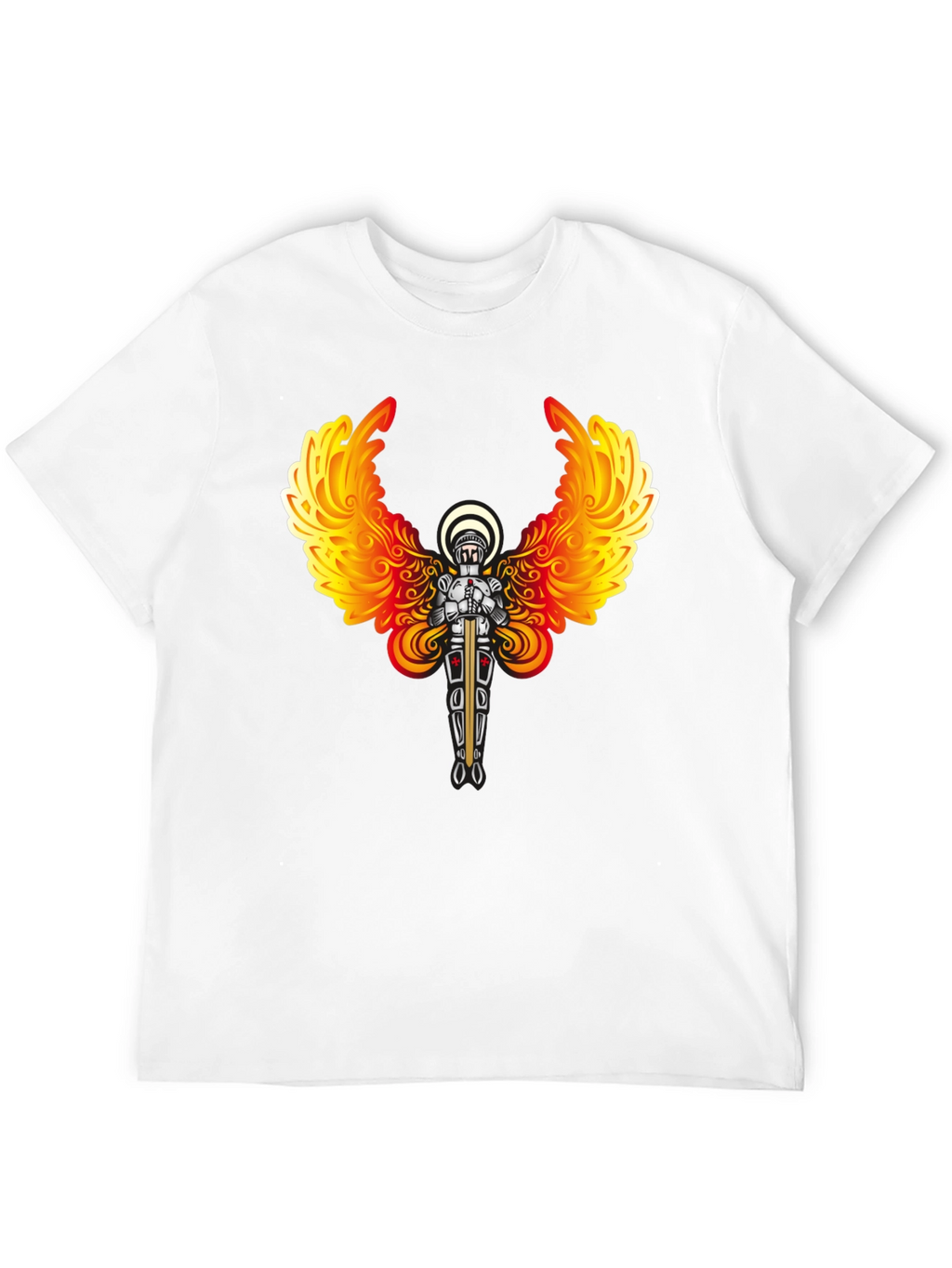 Fiery Angel Knight Graphic Tee - Black