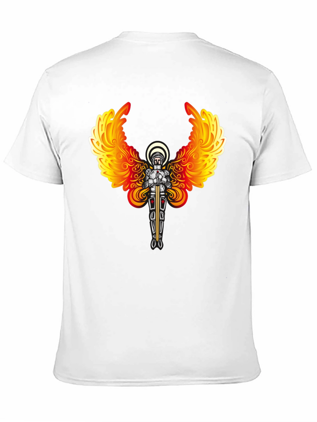 Fiery Angel Knight Graphic Tee - Black