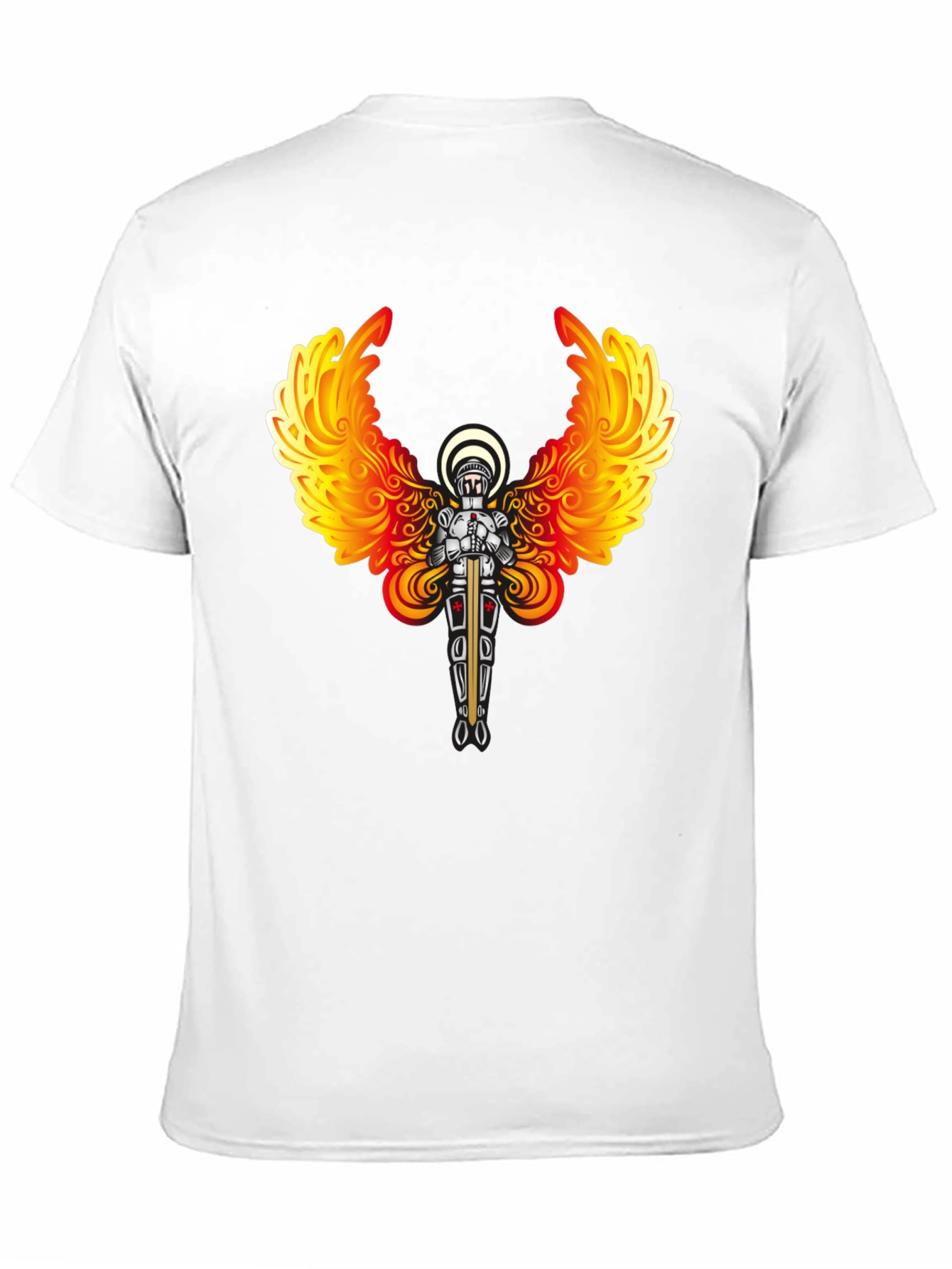 Fiery Angel Knight Graphic Tee - Black