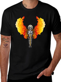 Fiery Angel Knight Graphic Tee - Black