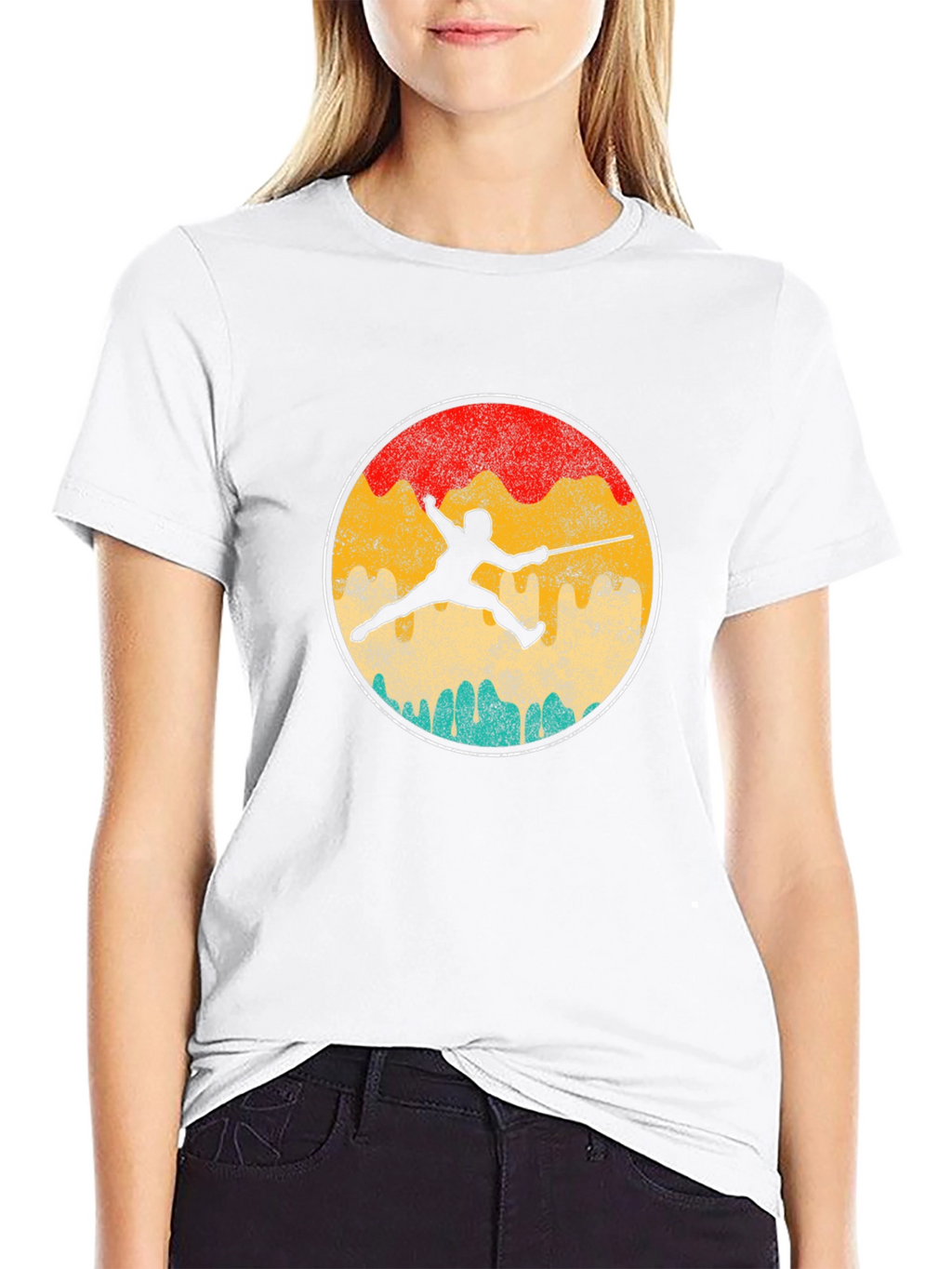 Fencing Silhouette Retro T-Shirt