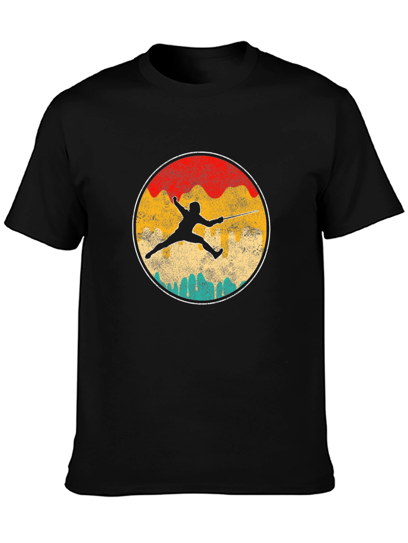 Fencing Silhouette Retro T-Shirt