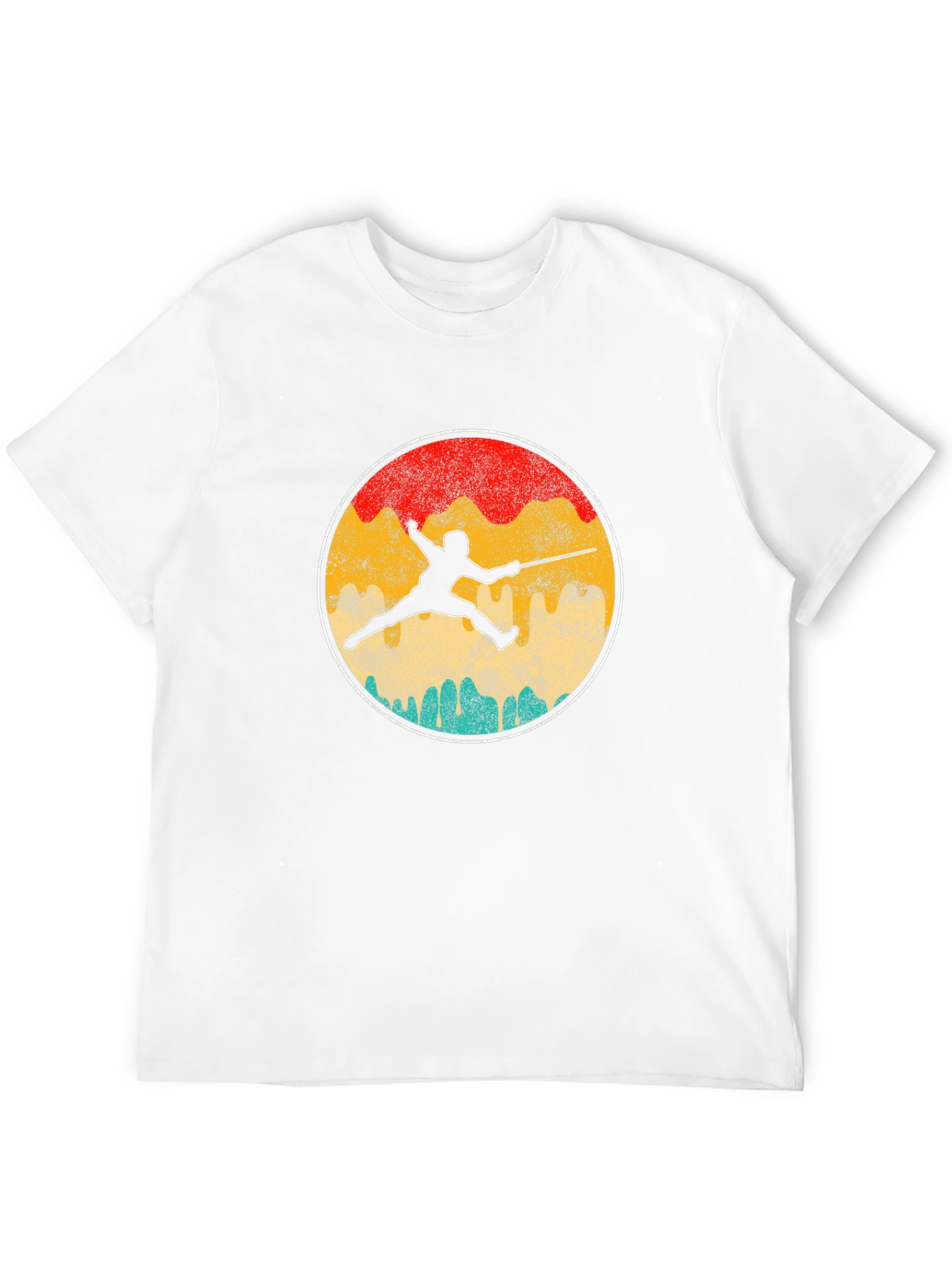 Fencing Silhouette Retro T-Shirt
