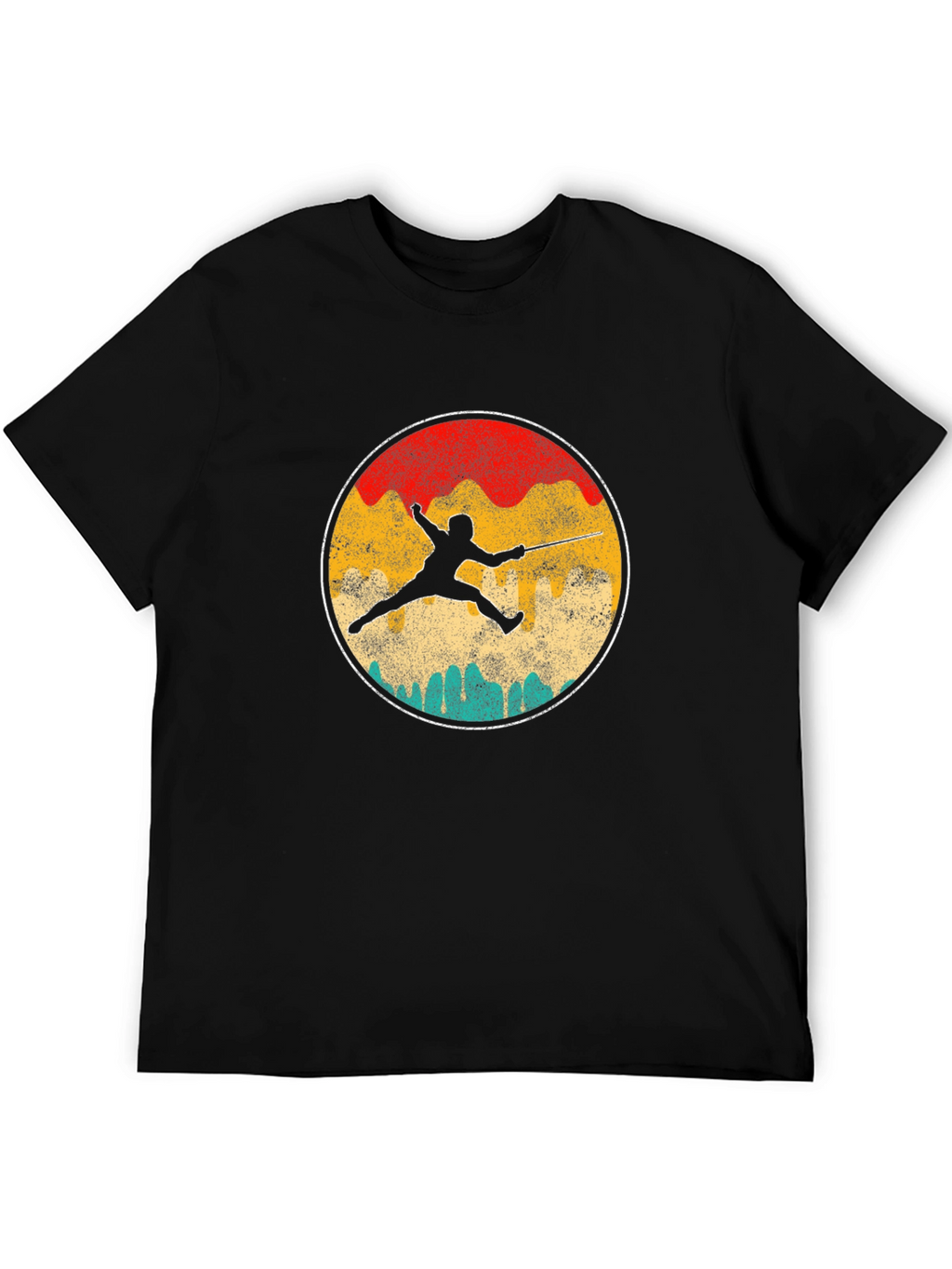 Fencing Silhouette Retro T-Shirt