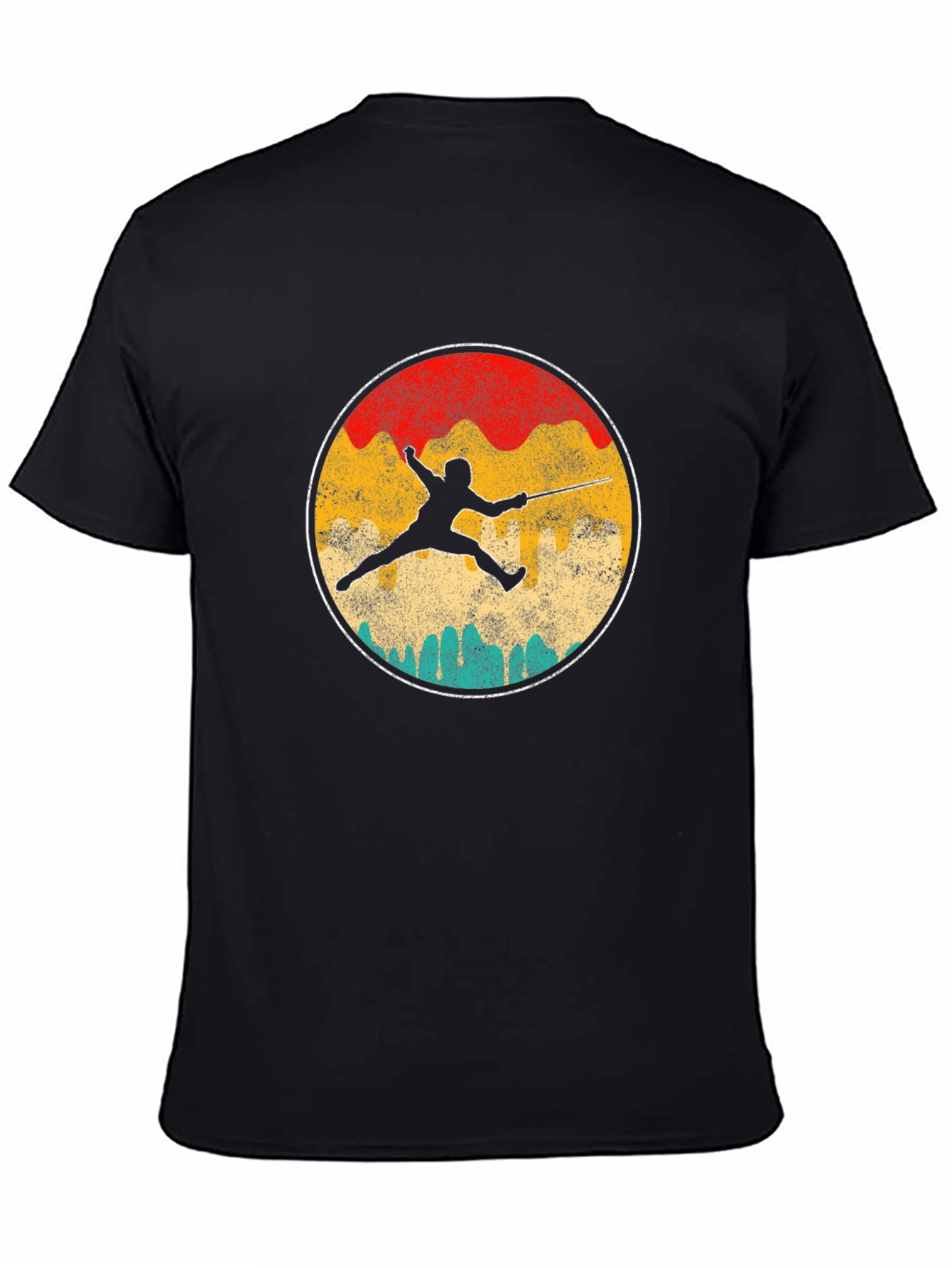 Fencing Silhouette Retro T-Shirt